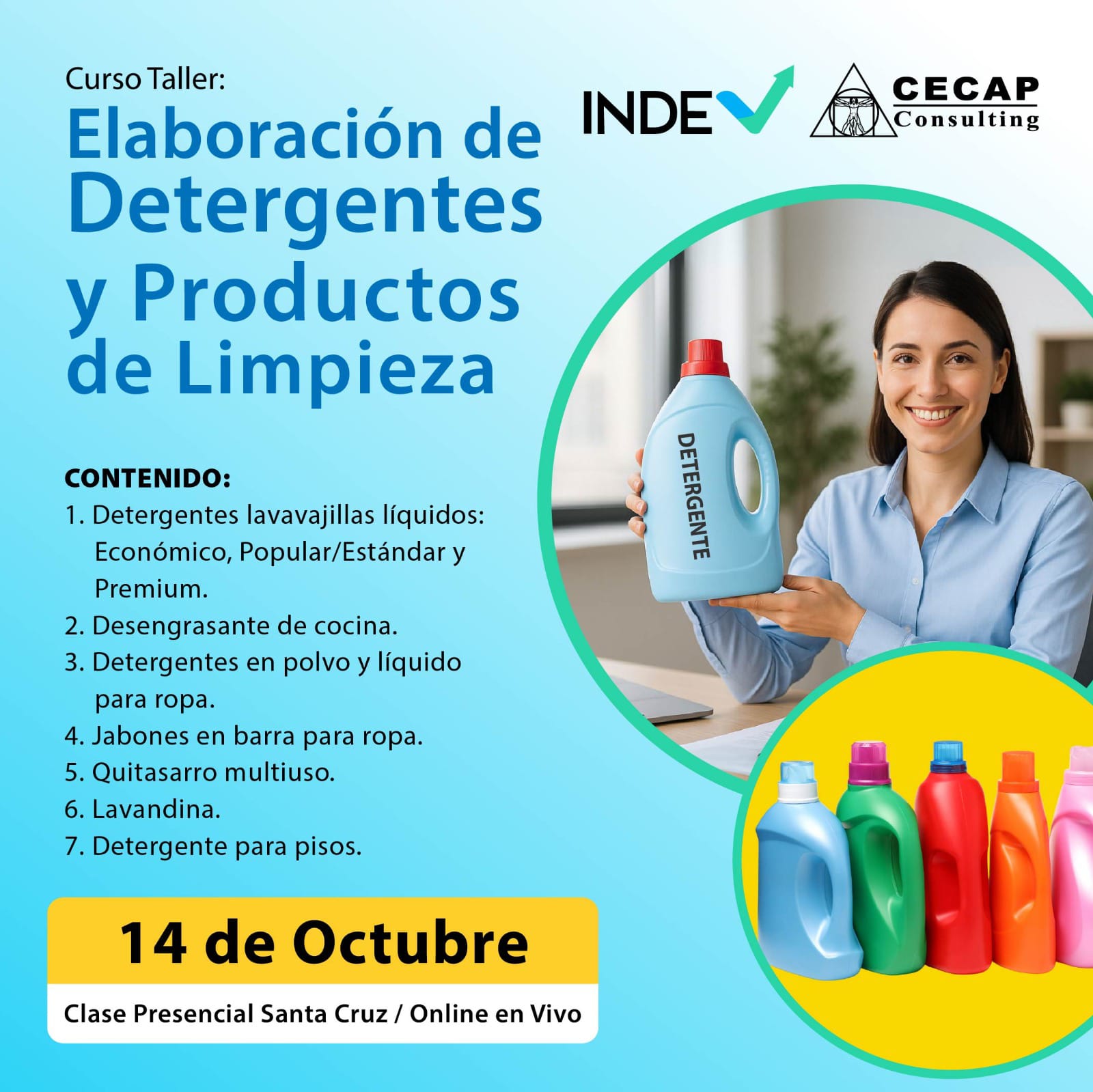 TALLER 𝐄𝐋𝐀𝐁𝐎𝐑𝐀𝐂𝐈𝐎́𝐍 𝐃𝐄 𝐃𝐄𝐓𝐄𝐑𝐆𝐄𝐍𝐓𝐄𝐒 𝐘 𝐏𝐑𝐎𝐃𝐔𝐂𝐓𝐎𝐒