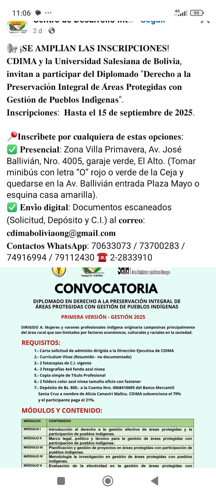 Diplomado en Derecho a la Preservación Integral de áreas protegidas con Gestión de Pueblos Indígenas